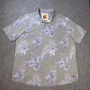 Tommy Bahama Hemd Herren 2XL grau blau geblümt Hawaii Polo Relax Fit Tropical - Bild 1 von 8
