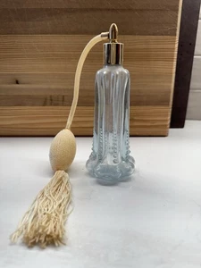 Perfume Atomizer Bottle, Fenton Beaded Blue Glass - Picture 1 of 6