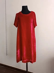 Brora Red Velvet Silk Dress with a Lose Fit Size 12/M Burgundy Red - Picture 1 of 12