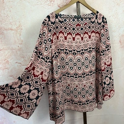 Camisa resort eclética global boho manga quimono art déco THE LIMITED tamanho 2X - Imagem 1 de 4