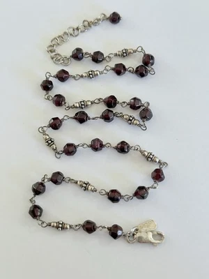 Vintage Silpada Sterling Silver 925 Garnet Bead Necklace 16”-18” 14-grams N1053 - Image 1 of 4