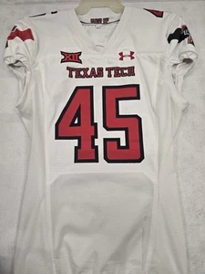 2022 TEXAS TECH RED RAIDERS #45 GAME USED Authentic Football Jersey WHITE 44 - Picture 1 of 2