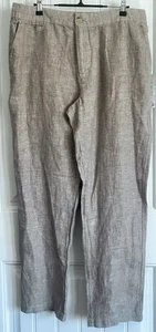 Panama Jack Men's Linen Pants Sz L Brown/Tan Drawstring Button 34X30 Lightweight - Picture 1 of 9