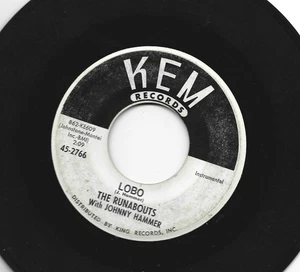 ROCKABILLY SURF GARAGE INSTROS 45 - RUNABOUTS - LOBO -HEAR -1961 PROMO KEM - Picture 1 of 2