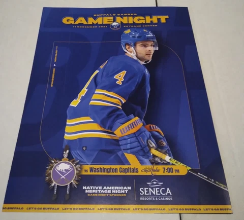 Buffalo Sabres Game Night Program & Will Butcher Mini-Poster 12/11/21 Cover