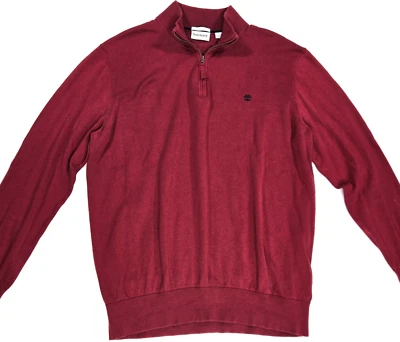 Suéter Pullover Timberland 1/4 Cremallera Para Hombre XL Algodón Orgánico Rojo Foto 1 de 4