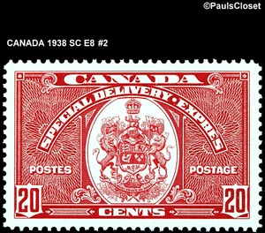 CANADA 1938 SC E8 COA CANADA DK CARM 20¢ MNH OG XF #2 - Picture 1 of 2