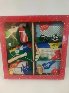 Dillard's Trimmings Christmas Ornaments 1996 Sports Memorabilia 6 Pillows - Picture 1 of 5