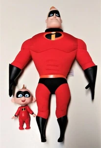 Disney Pixar The Incredibles DAD 14" Plush Toy Mr. Incredible & 4" Jack Jack Lot - Picture 1 of 3