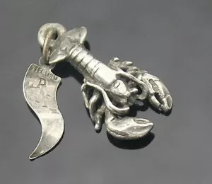 JANE YIKAAZBA POPOVITCH NAVAJO VINTAGE ACADIA MAINE LANGOSTA COLGANTE PLATA 925 - Imagen 1 de 3
