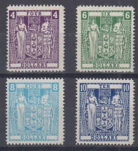 NUEVA ZELANDA 1967 PRIMER JUEGO DE IMPRESIÓN DE BRAZOS DECIMALES (x4) COMO NUEVO SIN MONTAR O NUNCA MONTADO (ID: 063/D63204) - Imagen 1 de 1