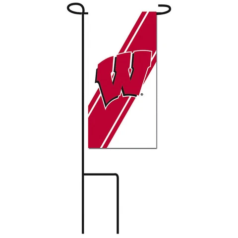 WISCONSIN BADGERS MINI GARDEN FLAG WITH METAL STAND Cover