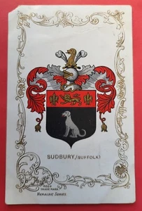 Vintage Postcard Unposted Sudbury Coat of Arms Suffolk England - Picture 1 of 2