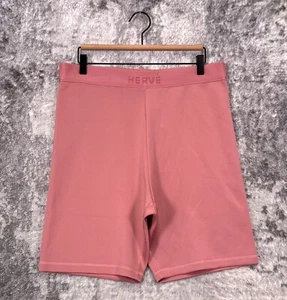 New Herve Leger Shorts XL Womens Pink High Rise Logo Biker - Picture 1 of 8
