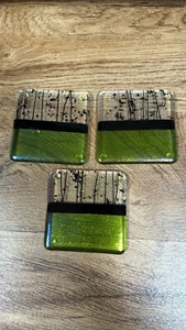 Fused Glass Timeless Coasters with Lime, Purple & Confetti - Picture 1 of 3