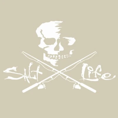 Salt Life Decal - 6.5" Small Surface Mount Sticker - Skull & Rods - White SAD934 - Image 1 of 4