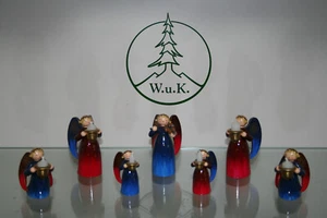 RAR Wendt & Kühn 7 Engel reich bemalt Lichterengel Serie 553 rot blau kpl. Satz - Bild 1 von 4
