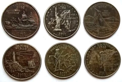 2000P x3 2001P 2001D 2003P Improperly Annealed Black Toned Error Coins - Image 1 of 2