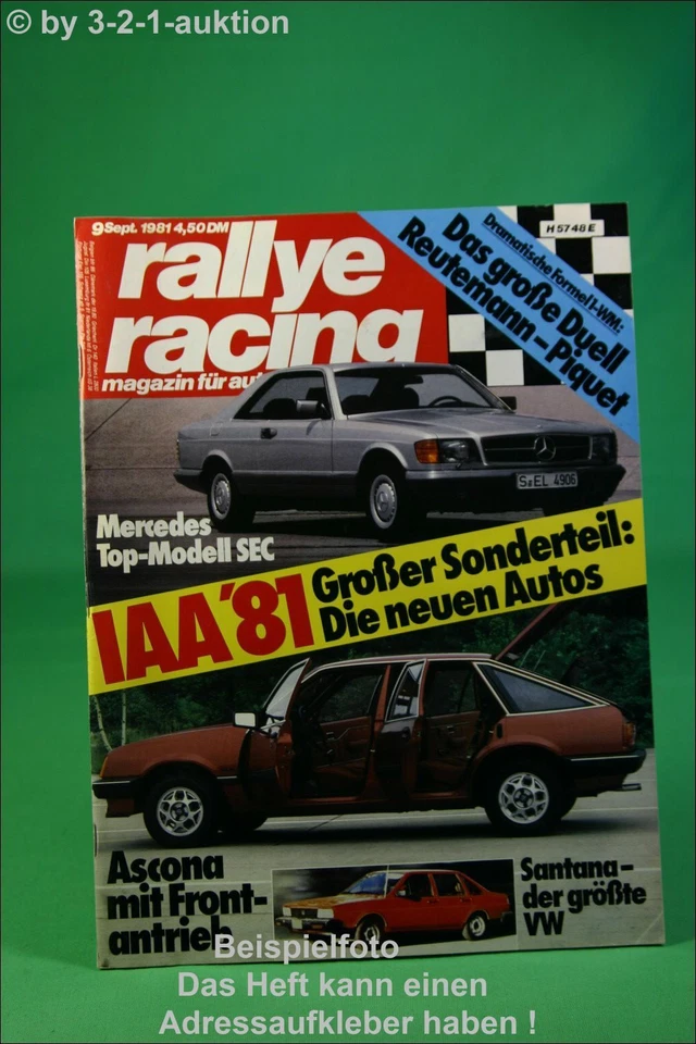 Rallye Racing 9/81 Opel Ascona Mercedes SEC VW Santana - Immagine 1 di 1