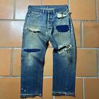 Vintage Levi's Herren 501 Ende 60er Jahre dunkel Selvedge Big E Jeans 34x27 Distressed
