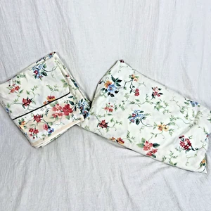 Croscill King Cotton Fitted Sheet PLUS 2 Pillowcases Florals Beige Tan Pink Trim - Picture 1 of 9