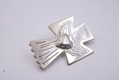 CAROLYN POLLACK 925 Esterlina Religiosa Cruz Ángel Sosteniendo Corazón Broche Colgante Foto 1 de 4