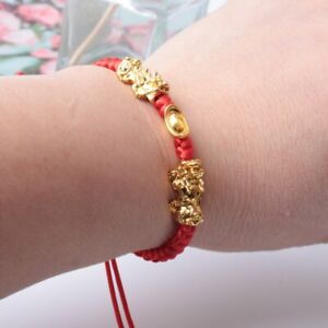 Lucky Feng Shui Beads Pixiu Bracelet Attract Wealth Braided Rope Women Jewelry
