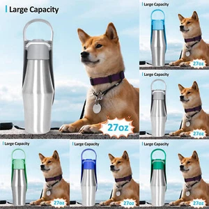 Portable Dog Pet Water Bottle 27oz Stainless Steel Travel Outing Water Dispenser - Picture 1 of 16