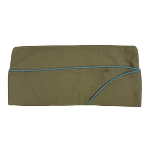 Korean Conflict U.S. Military Garrison Cap Khaki Blue Infantry Stripe - Picture 1 of 5