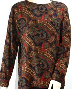 Blusa Top de Colección Alfred Dunner Mangas Largas Botones Talla 12 Azul Verde Rojo - Imagen 1 de 6