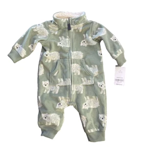 Grüner Fleece Eisbär Overall Strampler Winter 3M Carter’s weich Neu - Bild 1 von 9