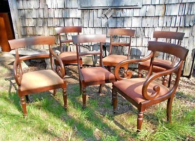 JUEGO ANTIGUO DE 6 SILLAS SHERATON REGENCIA PRINCIPIOS DEL SIGLO XIX Foto 1 de 4