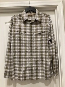 Brown/White Plaid Ruff Hewn Snap Western Shirt SZ 2XL Additional Detail Stripe - Picture 1 of 11