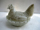 Vallerysthal Milk Glass Chicken Hen On Nest Covered Dish With Some Paint Rare "F