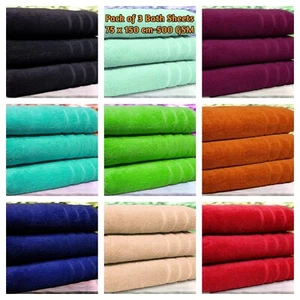 3x Big Jumbo Bath Sheets 100% Pure Cotton Large Size XL Bathroom Towels Soft - Picture 1 of 13