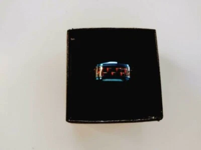 Anillo para hombre - Anillo de banda de titanio azul con incrustación de fibra de carbono negro y rojo - Talla 11 Foto 1 de 4
