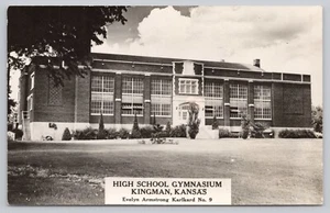 Kingman, Kansas (KS) RPPC Postcard: High School Gymnasium, circa 1940 - Picture 1 of 2