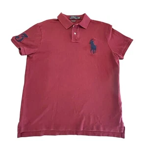 Polo Ralph Lauren Shirt Men’s L Custom Slim Fit Red Big Pony Logo Golf Burgundy - Picture 1 of 11