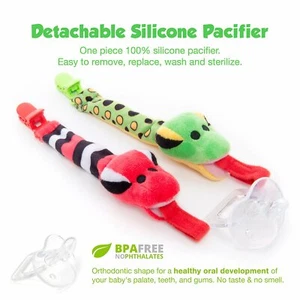 Plush Snake Toy & Silicone Pacifiers Set - Gentle Soothing Baby Comfort (4-Pack) - Picture 1 of 6