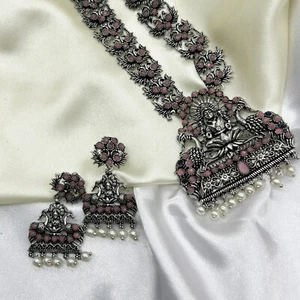 Kajaro Designs Indische Oxidierte Lange Halskette Garba Schmuck für Damen Messing - Bild 1 von 35