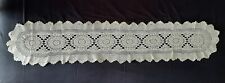 Vintage Off-White Crocheted Oval Table Runner 132cms x 26cms