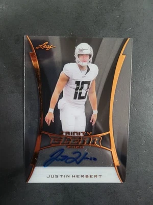 2020 Leaf Trinity Clear CA-JH2 Justin Herbert RC AUTO NM Chargers STAR 🏈🎇📈🔥 - Image 1 of 2