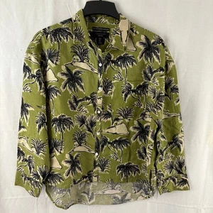 Camisa Top TAHARI 100% Lino Europea Lino Verde Tropical Estampado Floral Talla M - Imagen 1 de 5