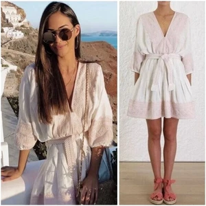 Zimmermann Dress Laelia Size 1/AU 10/US 6 Embroidered Tuck Linen Coastal Boho - Picture 1 of 19
