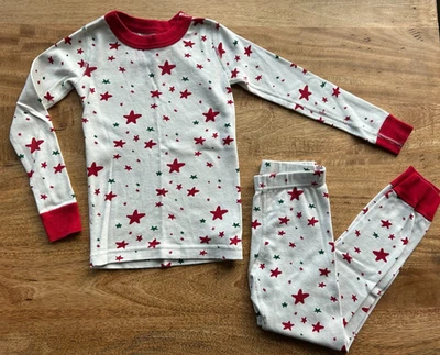 Hanna Andersson PJ Set Size 110 (5) EUC White w/ Stars Organic Cotton - Image 1 of 4
