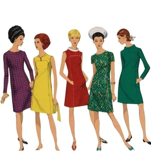 60er Jahre Schnittmuster, einteiliges Kleid - Brustumfang: 38” (96cm) - Bild 1 von 2