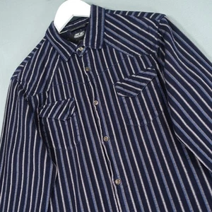 Diesel 55 DSL Shirt Men Large Blue Grey Striped Corduroy Casual Long Sleeve Top - Picture 1 of 18