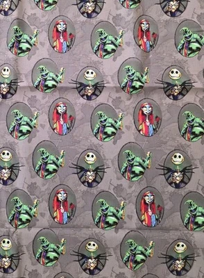 2 Yards Nightmare Before Christmas Cotton Fabric Jack Skellington Oogie Boogie - Image 1 of 4