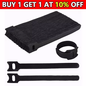 100 PCS Cable Straps Wire Cord Hook Loop Ties Reusable Fastening Organizer Lot - Picture 1 of 21