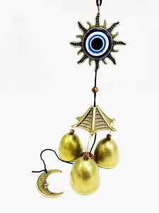 Decoración de patio campana de viento diseño de sol con campanas de latón adorno de luna colgante - Imagen 1 de 5